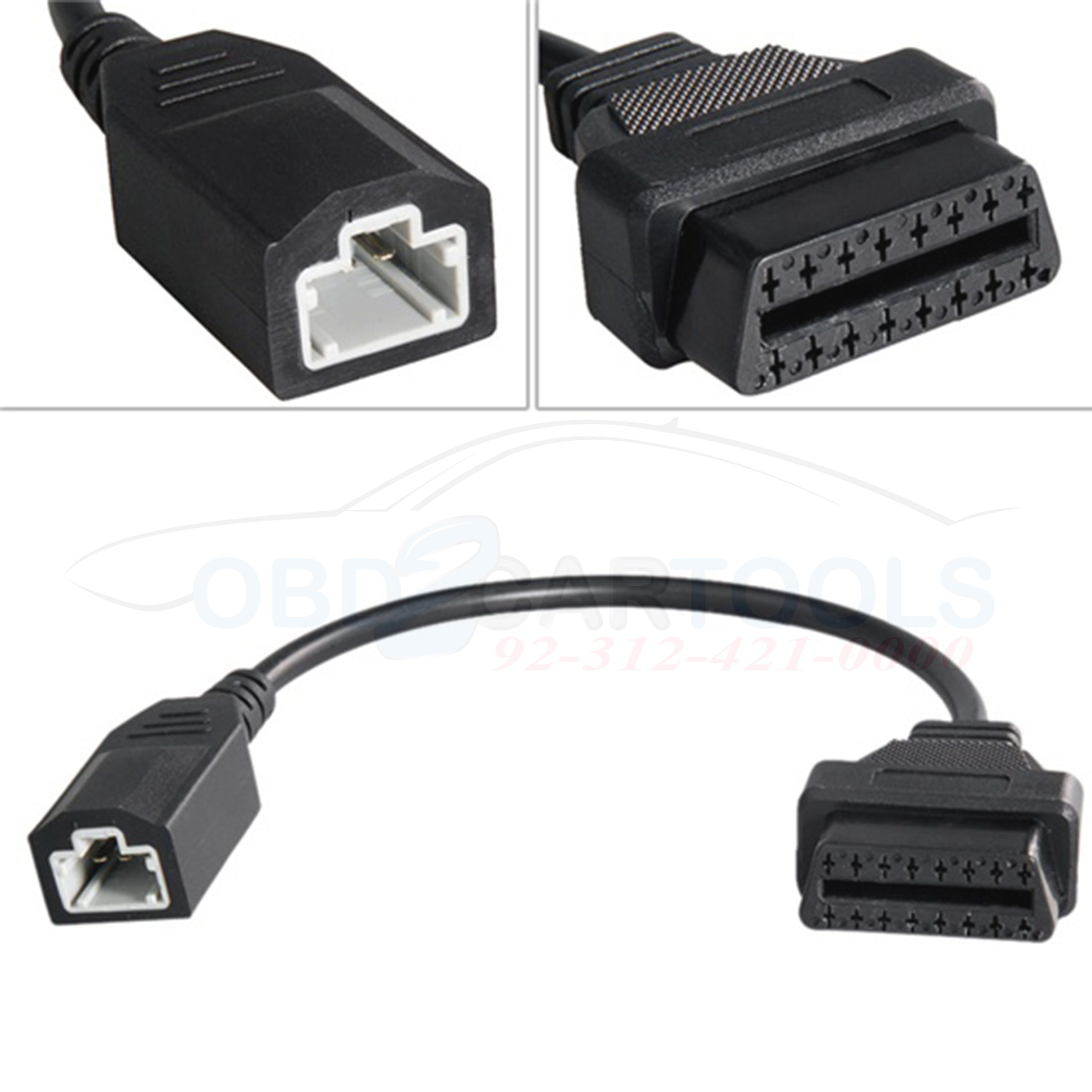 Product image for 3 Pin to 16 Pin OBD2 Connector Adapter Cable for Honda