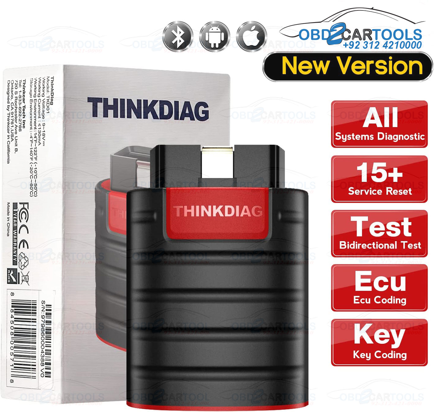 Product image for THINKCAR THINKDIAG Bluetooth OBD2 Scanner Full Systems Diagnostic Equipment Tester Car Scanner