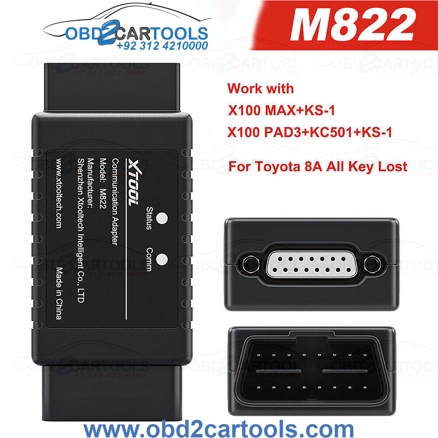 Product image for XTOOL M822 Smart Key Programming Adapter Connector For Toyota 8A All Key Lost