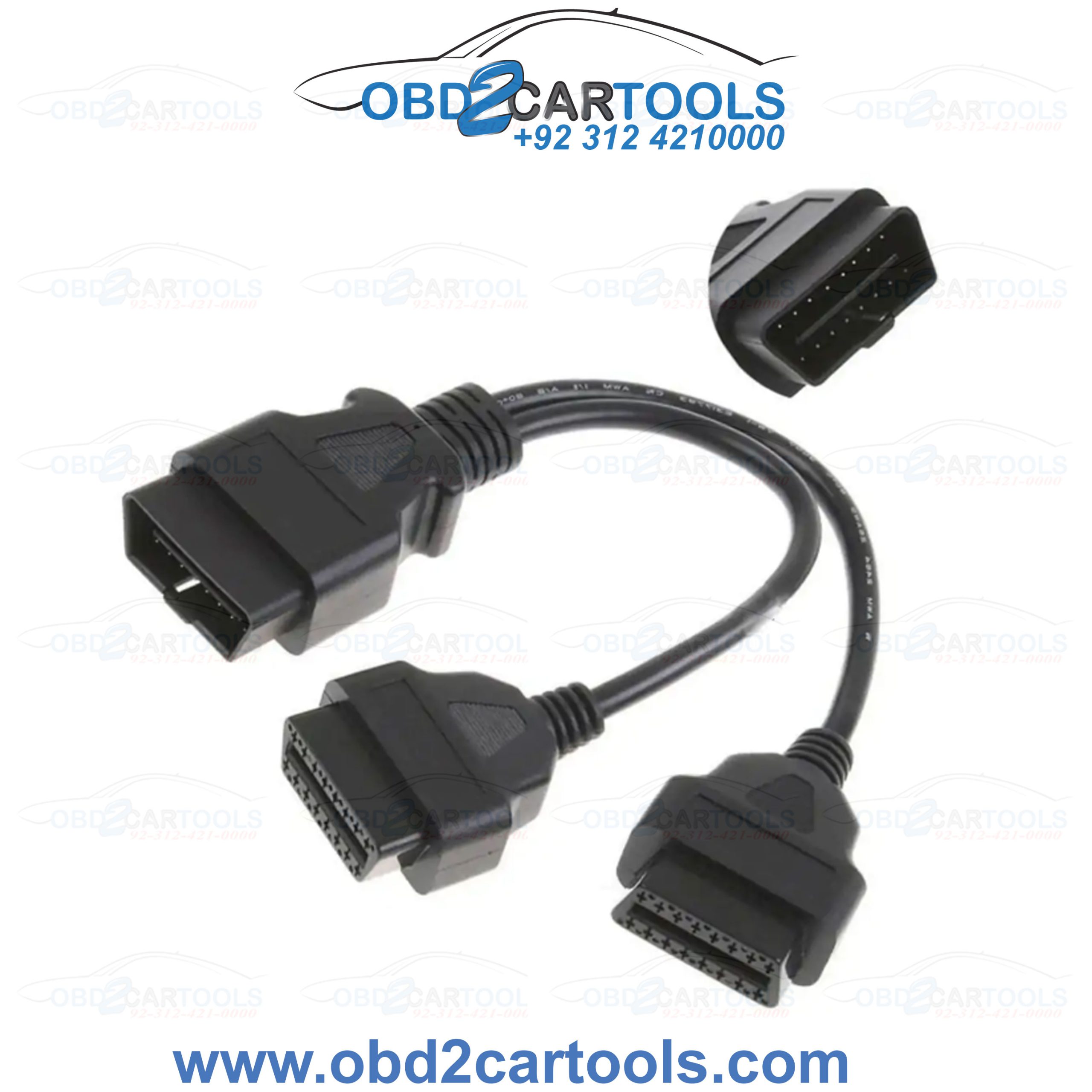 Product image for OBD2 16pin male to 2 female OBD2 Splitter Cable for Diagnostic Extender